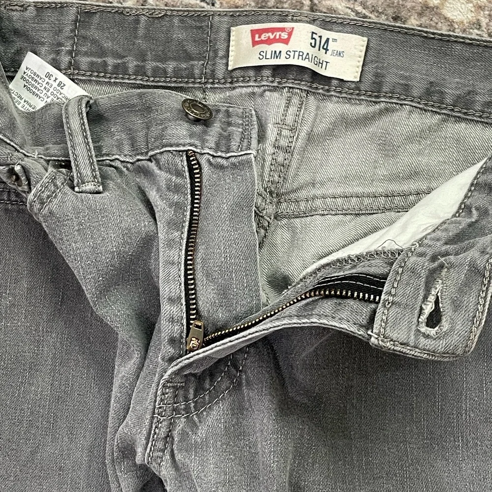 Levi's 514 Slim Straight Gray Jeans Men's 28x28 100% Cotton Denim EUC